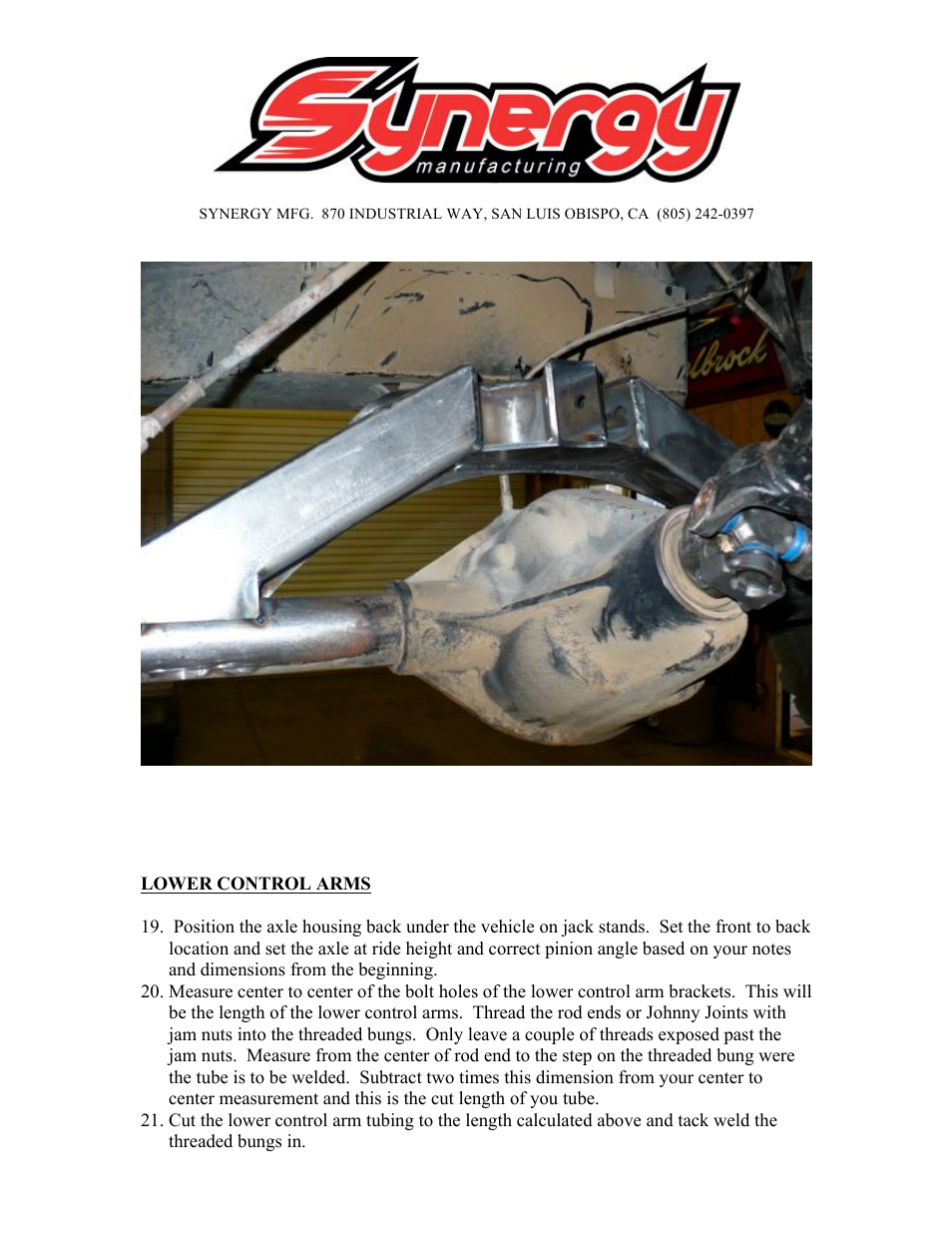Synergy 5052 - Rear 4 Link Kit (Bronco, Jeep CJ, TJ, YJ, Universal) User Manual | Page 7 / 10