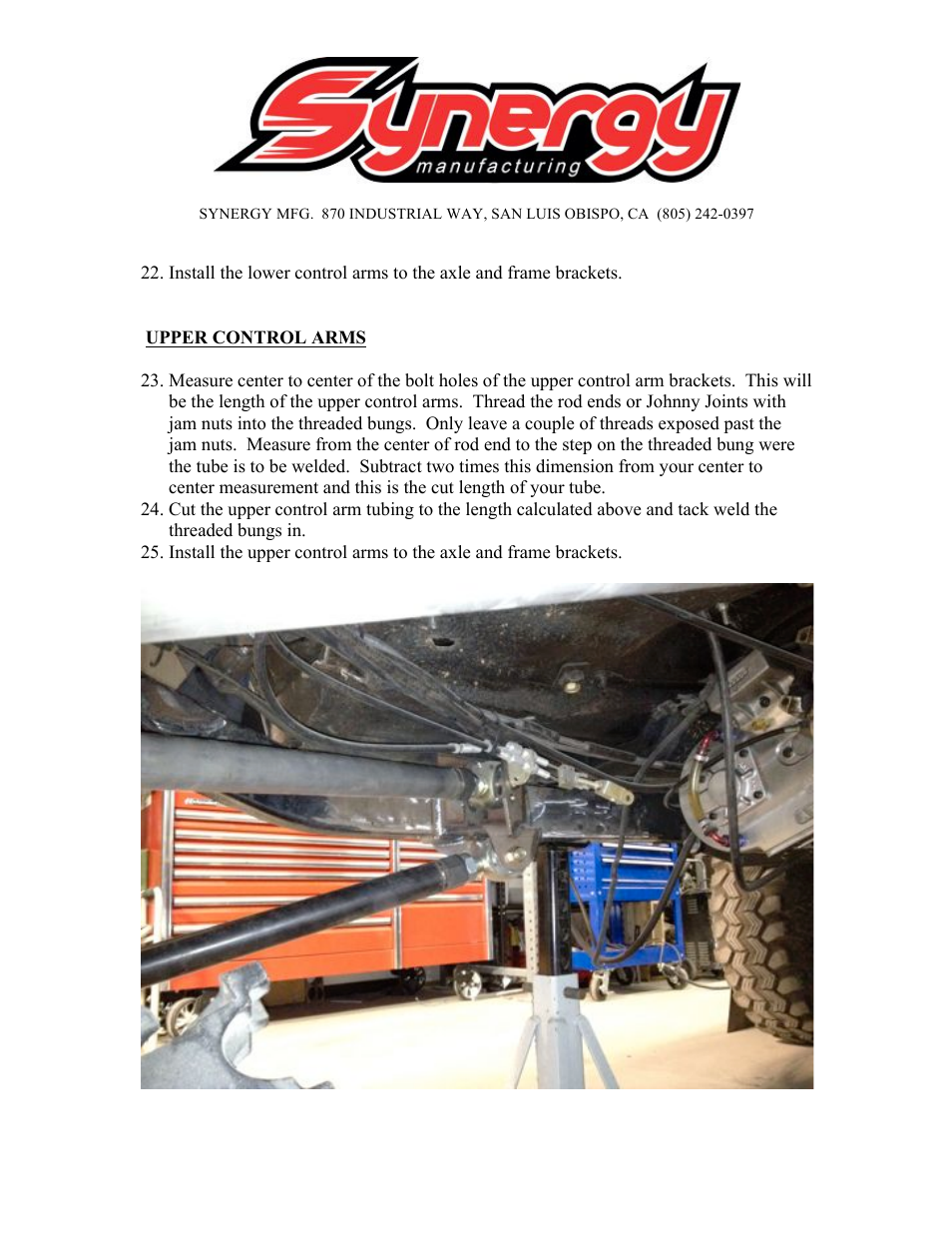 Synergy 5052 - Rear 4 Link Kit (Bronco, Jeep CJ, TJ, YJ, Universal) User Manual | Page 8 / 10