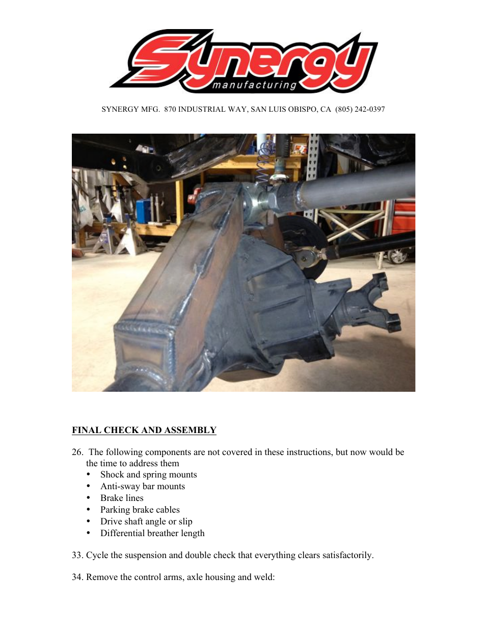 Synergy 5052 - Rear 4 Link Kit (Bronco, Jeep CJ, TJ, YJ, Universal) User Manual | Page 9 / 10