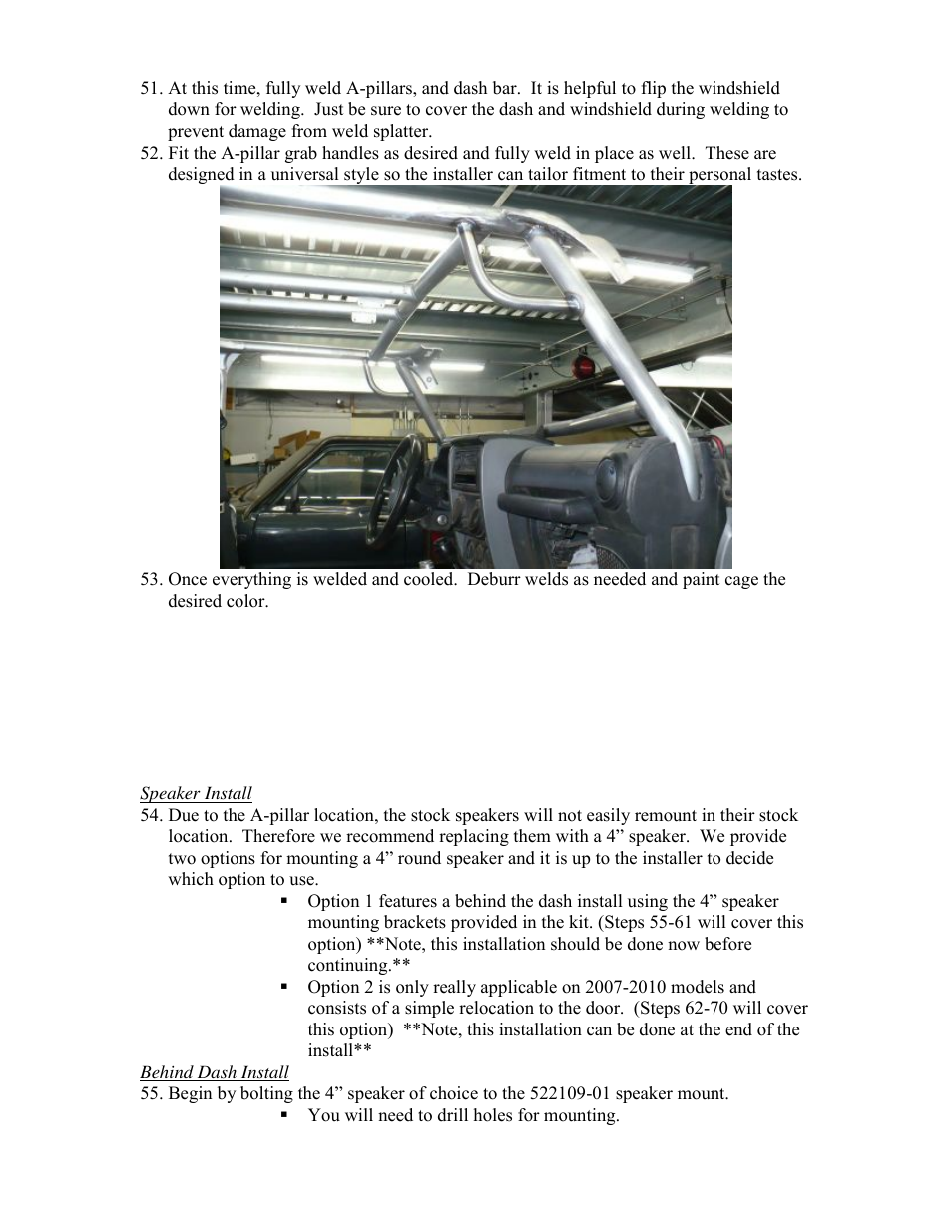 Synergy 5221 - 07-10 Jeep JK 2/4 Door Front Cage Kit User Manual | Page 34 / 51