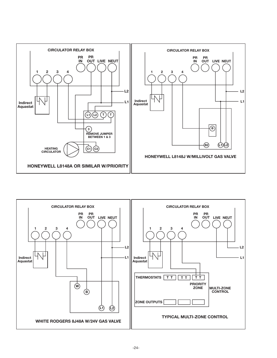 Honeywell l8148a or similar w/priority | Amtrol BoilerMate Top Down User Manual | Page 24 / 32