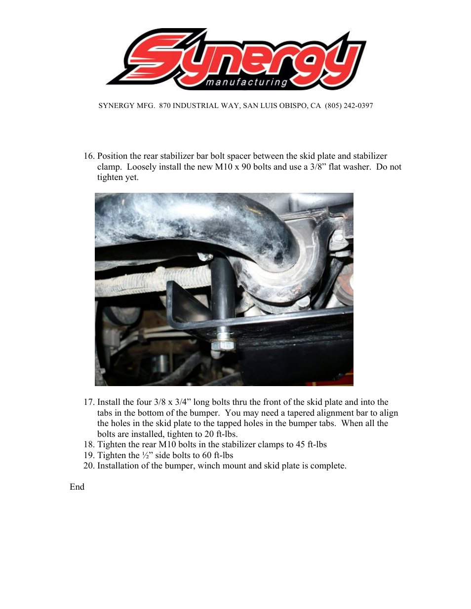 Synergy 5410 - Jeep JK Front Bumper User Manual | Page 12 / 12