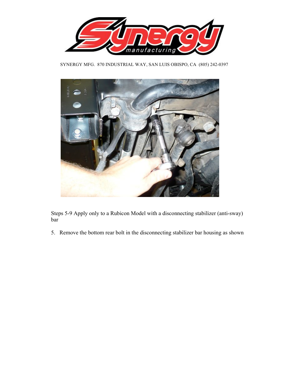 Synergy 5410 - Jeep JK Front Bumper User Manual | Page 3 / 12