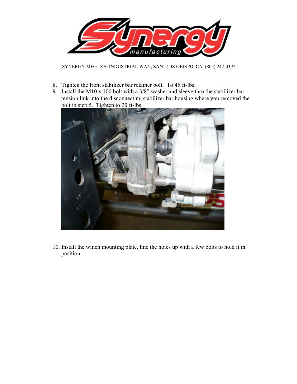 Synergy 5410 - Jeep JK Front Bumper User Manual | Page 6 / 12