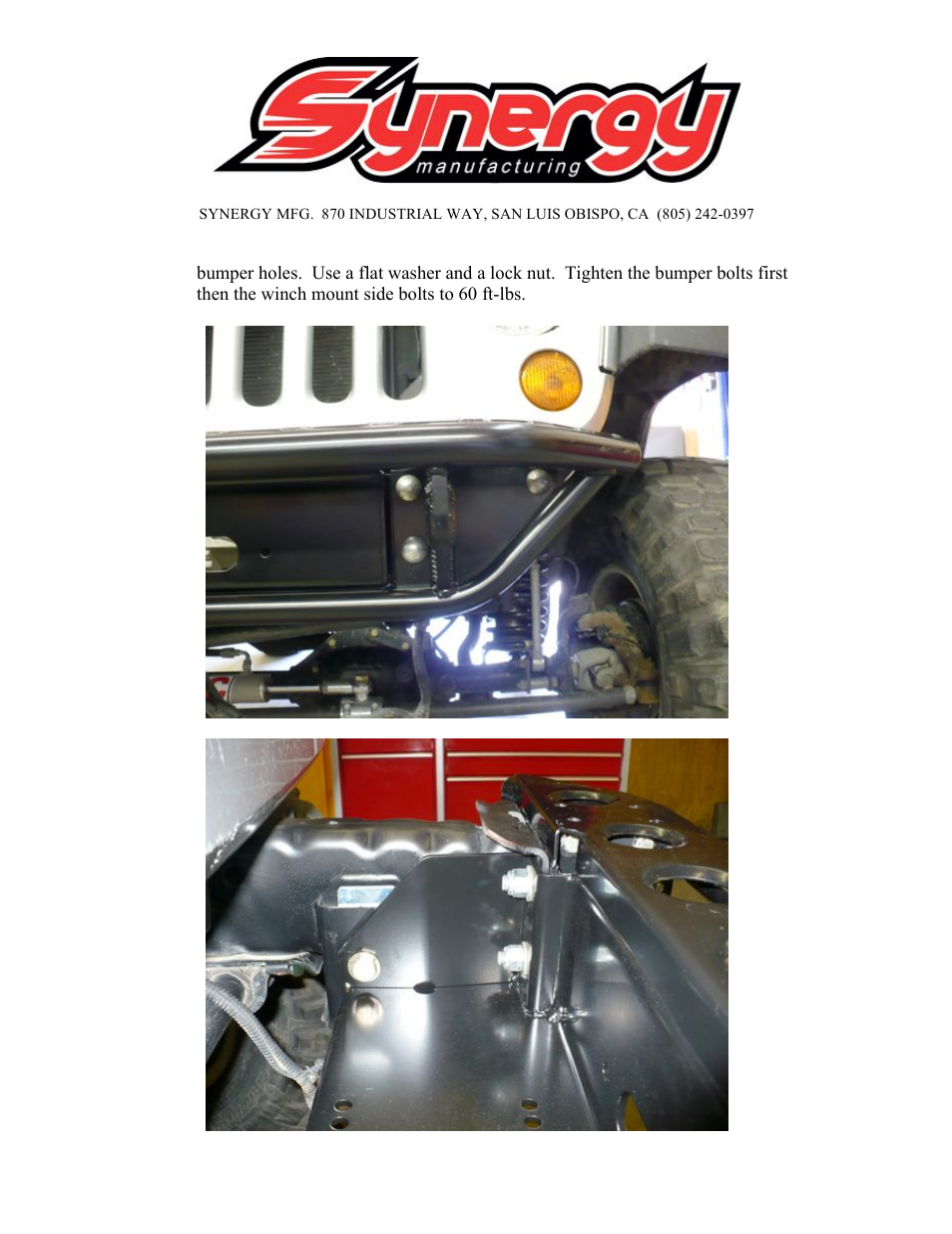 Synergy 5410 - Jeep JK Front Bumper User Manual | Page 9 / 12