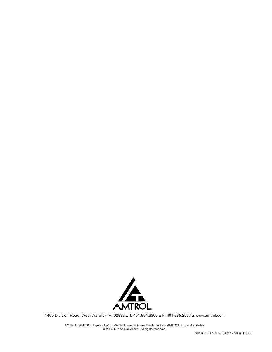Amtrol WELL-X-TROL WX-401 User Manual | Page 8 / 8