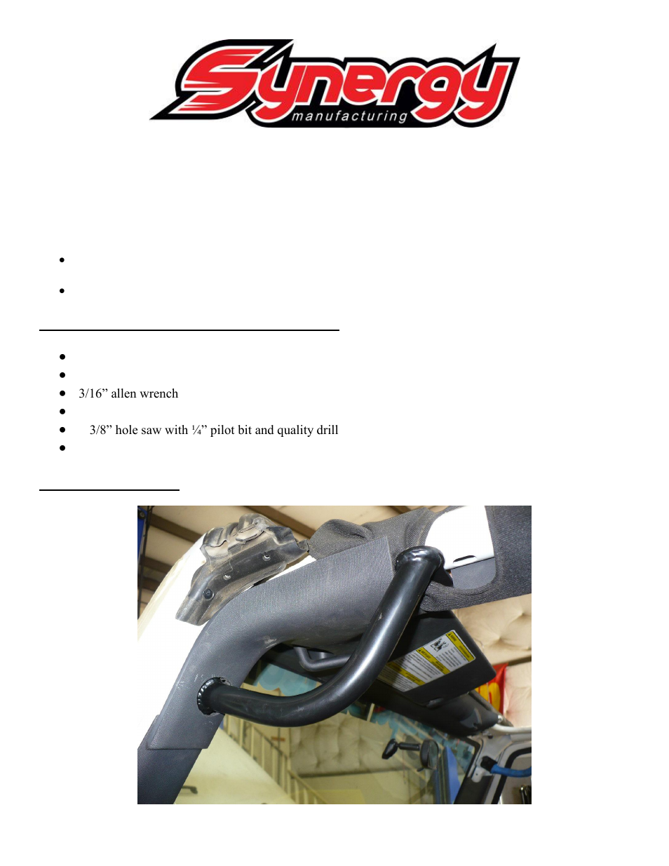 Synergy 5801 - Jeep JK 2/4 Dr Front Grab Handle User Manual | 10 pages