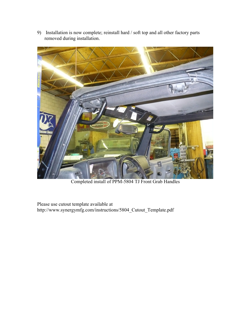 Synergy 5804 - Jeep TJ/LJ Front Grab Handle Set User Manual | Page 10 / 10