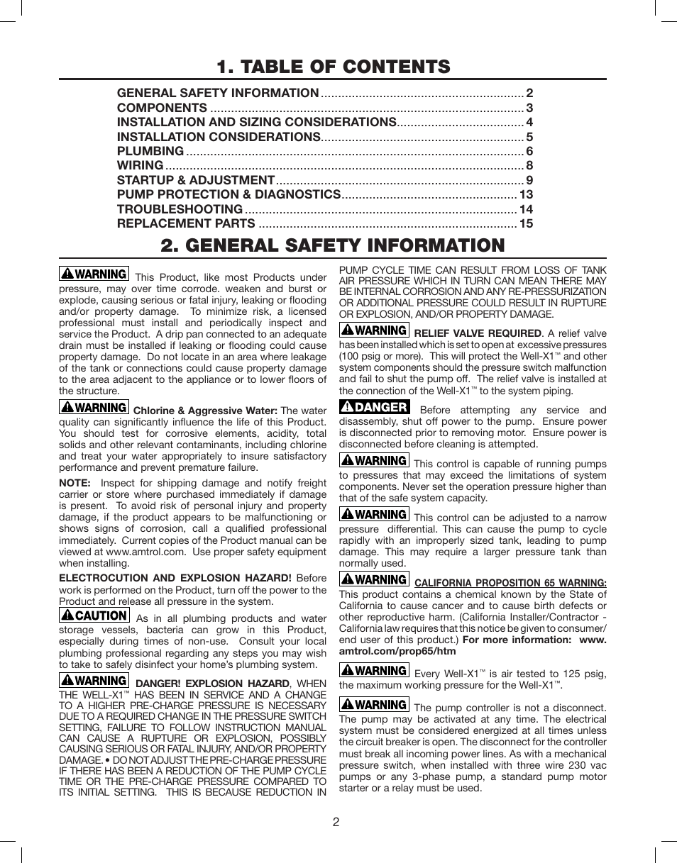 Amtrol WELL-X1 User Manual | Page 2 / 16