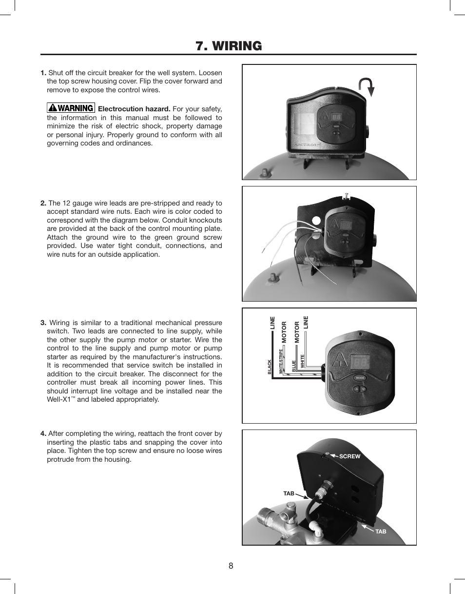 Wiring | Amtrol WELL-X1 User Manual | Page 8 / 16