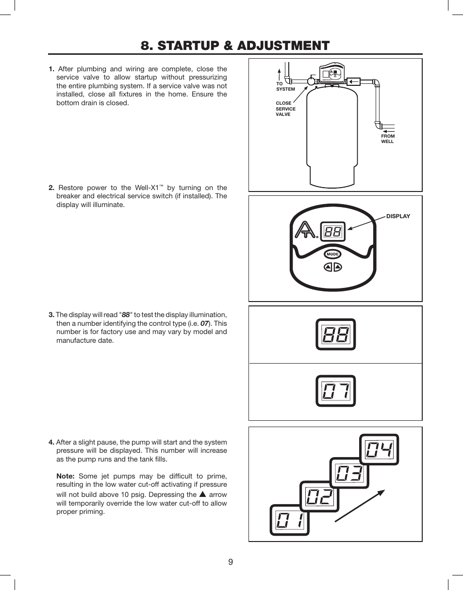 Startup & adjustment | Amtrol WELL-X1 User Manual | Page 9 / 16