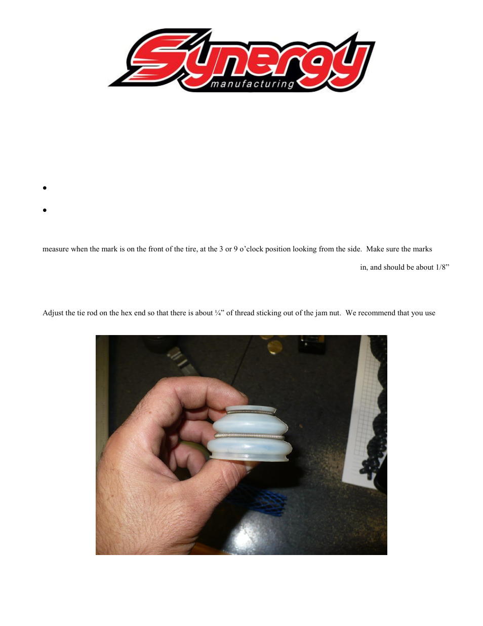 Synergy 8002 - Jeep JK Chromoly Tie Rod User Manual | 2 pages