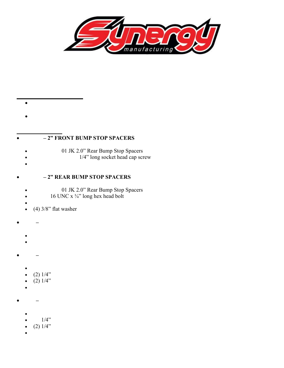 Synergy 8020-20/8040-20 - Jeep JK 2 User Manual | 14 pages