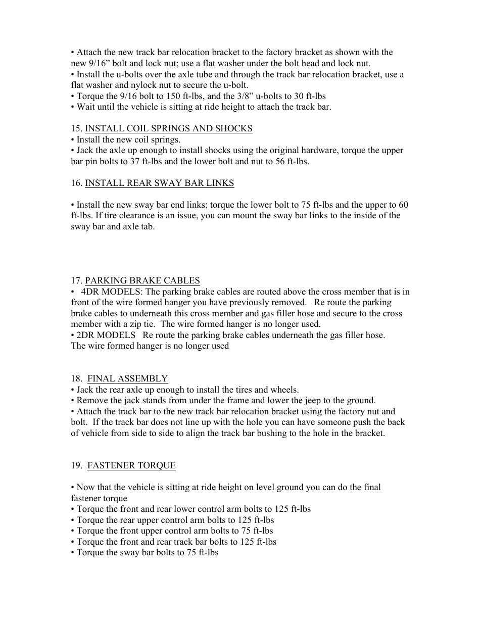 Synergy 8025 - Jeep JK Synergy Stage 1.5 Suspension System User Manual | Page 10 / 11