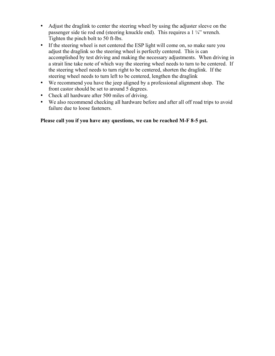 Synergy 8023-X - Jeep JK Synergy Stage 3 Suspension System User Manual | Page 17 / 17