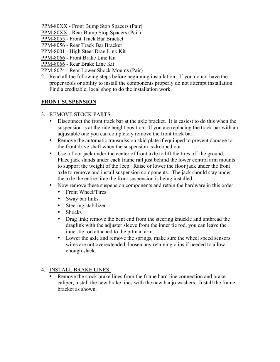 Synergy 8023-X - Jeep JK Synergy Stage 3 Suspension System User Manual | Page 2 / 17