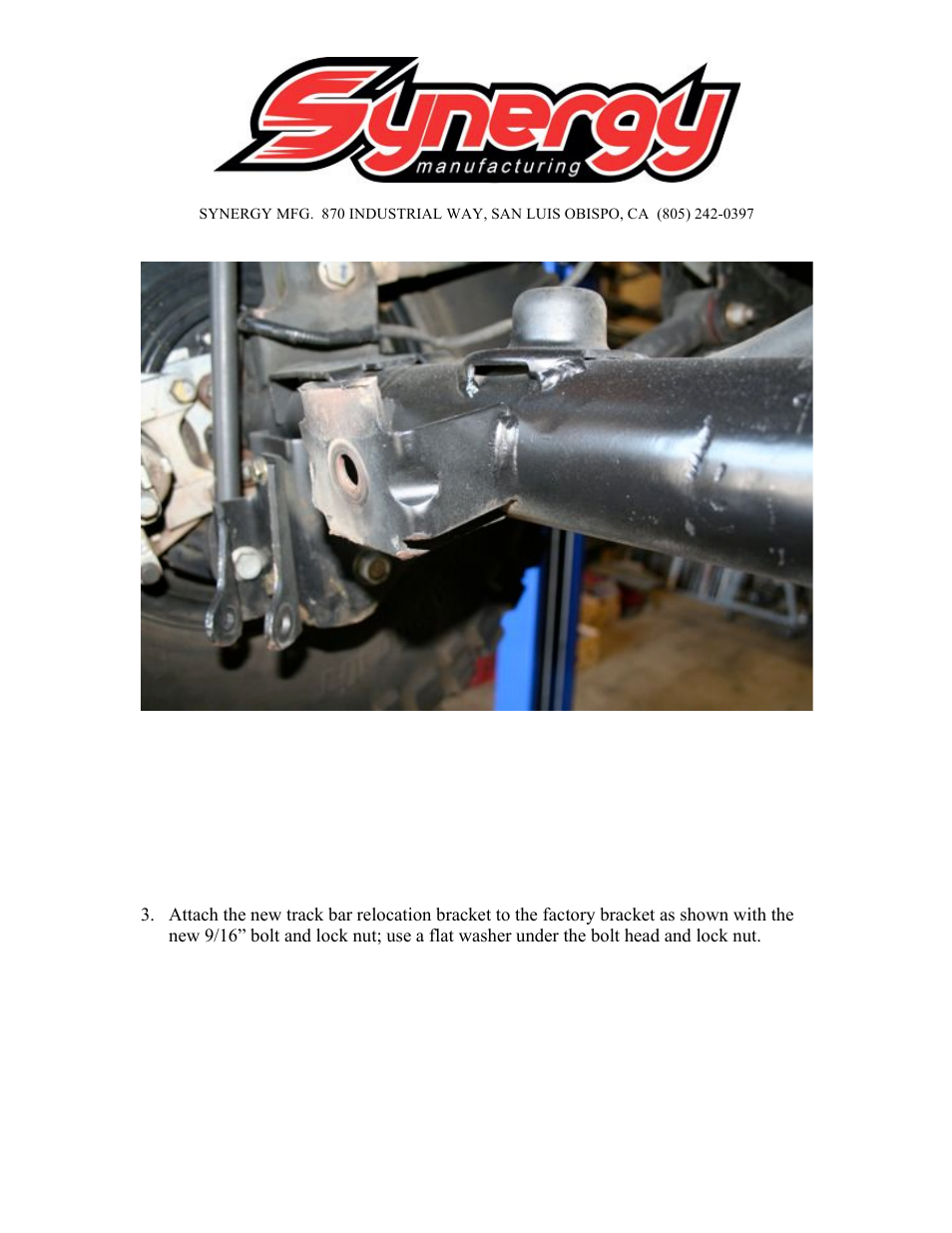 Synergy 8056 - Jeep JK Rear Track Bar Bracket User Manual | Page 4 / 6