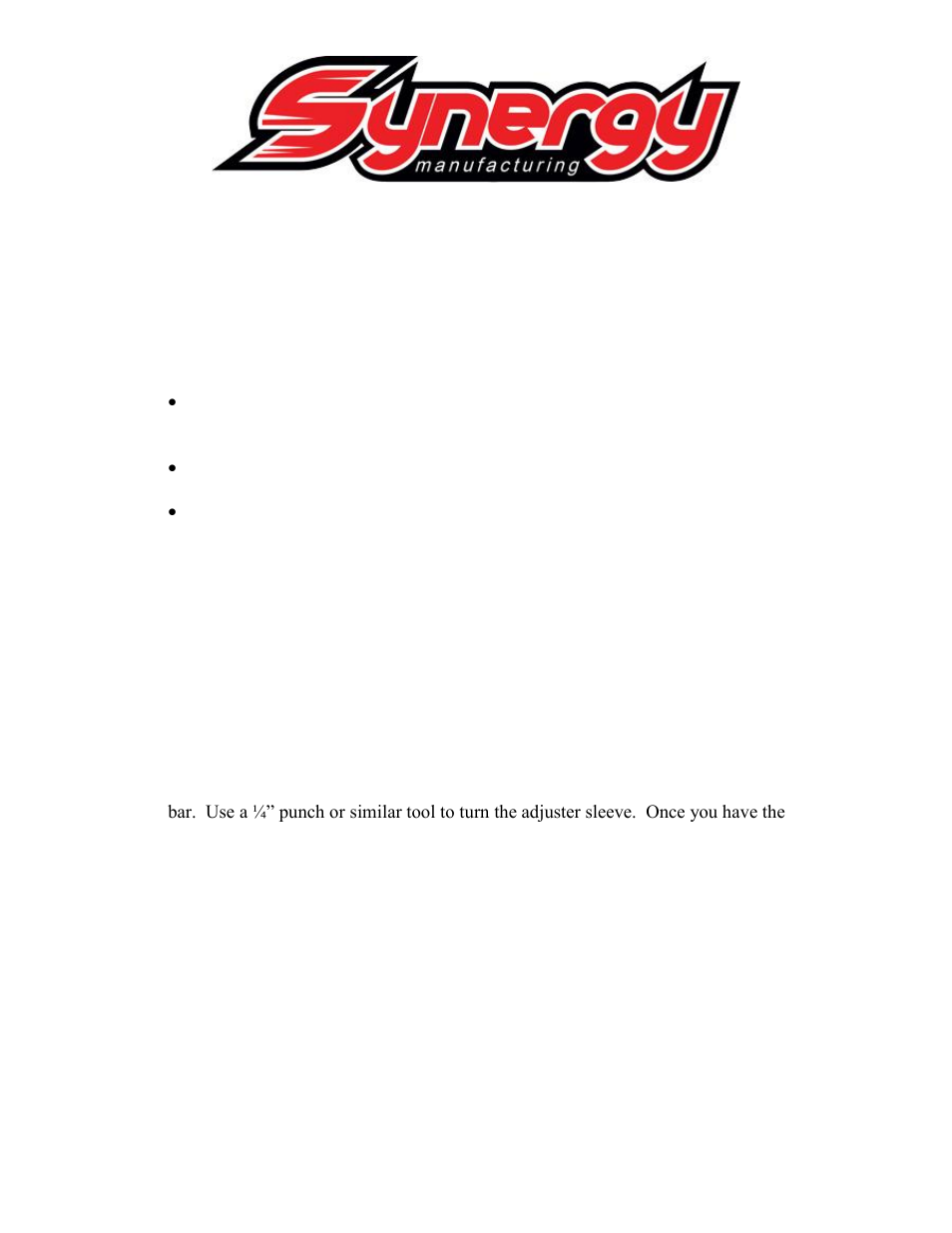 Synergy 8062 - Jeep JK Rear Track Bar User Manual | 1 page