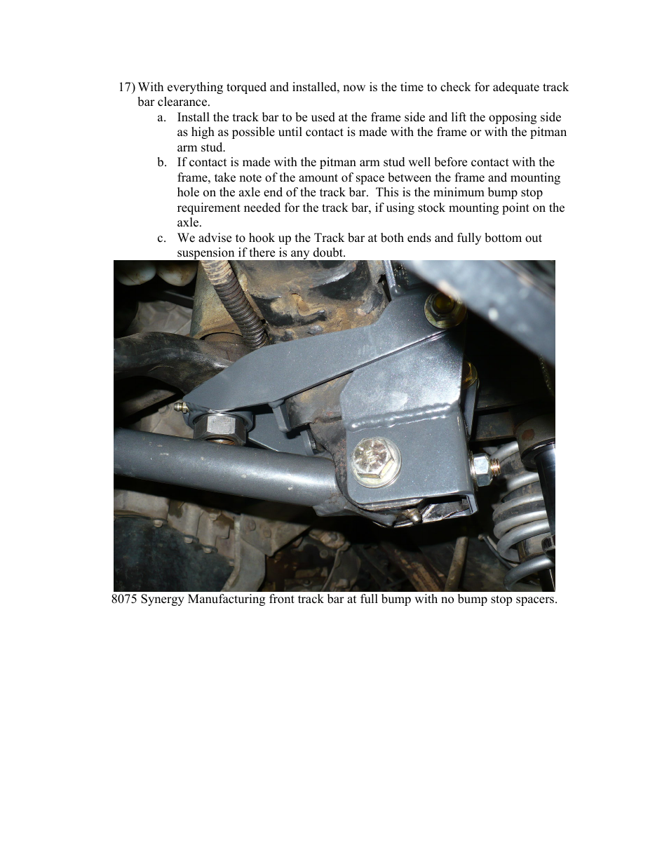 Synergy 8069 - Jeep JK Front Track Bar Brace User Manual | Page 16 / 18