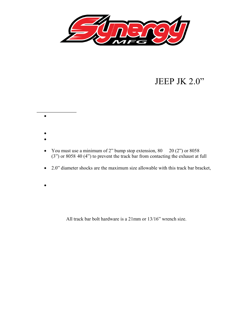 Synergy 8076 - Jeep JK 2 User Manual | 7 pages