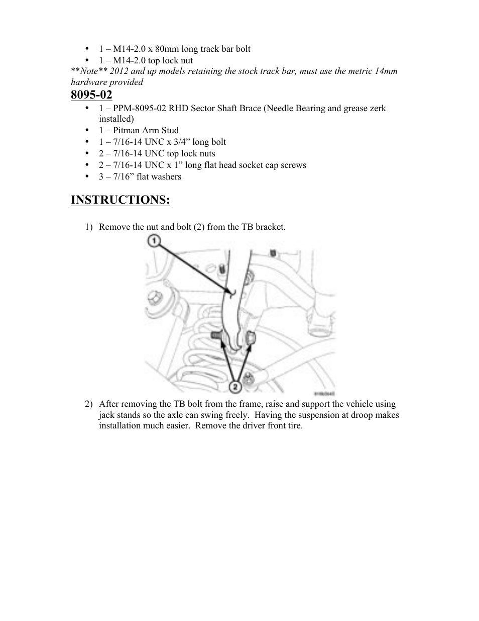 Instructions | Synergy 8095-01 - Jeep JK Front Track Bar Brace (RHD) User Manual | Page 2 / 11