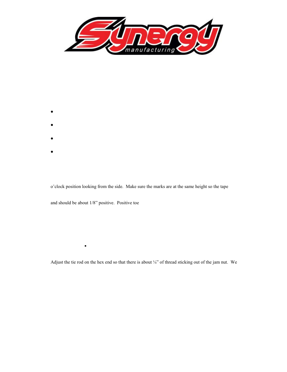 Synergy 8452 - Jeep YJ Heavy Duty Tie Rod User Manual | 1 page