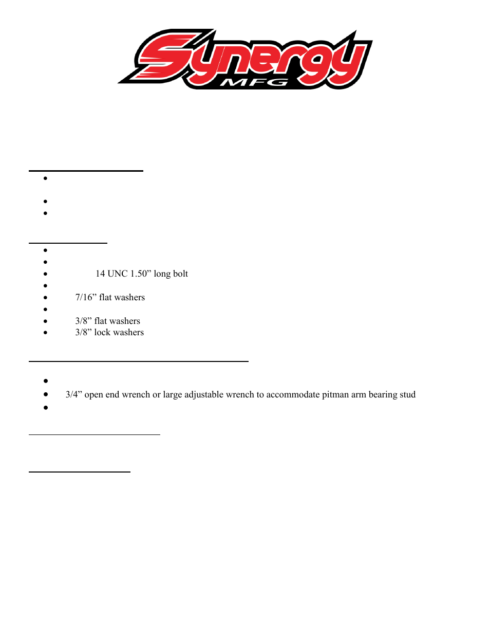 Synergy 8557/8558 - Dodge Steering Box Brace (94-08) User Manual | 6 pages