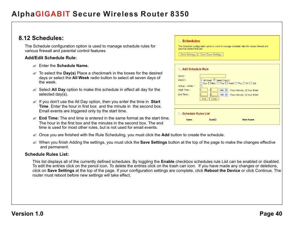 Alpha secure wireless router 8350 gigabit | AlphaShield Alpha Secure Wireless Router 8350 User Manual | Page 40 / 69