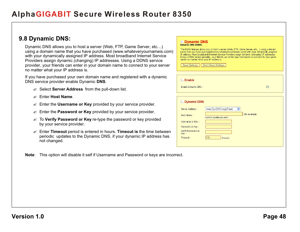 Alpha secure wireless router 8350 gigabit | AlphaShield Alpha Secure Wireless Router 8350 User Manual | Page 48 / 69