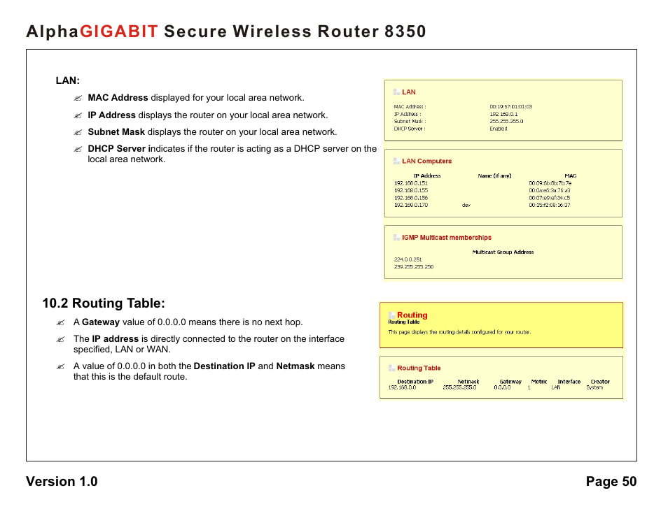 Alpha secure wireless router 8350 gigabit | AlphaShield Alpha Secure Wireless Router 8350 User Manual | Page 50 / 69