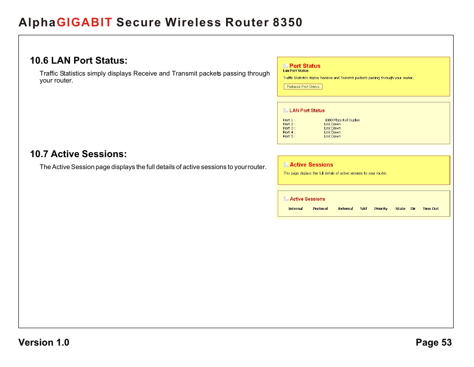 Alpha secure wireless router 8350 gigabit | AlphaShield Alpha Secure Wireless Router 8350 User Manual | Page 53 / 69