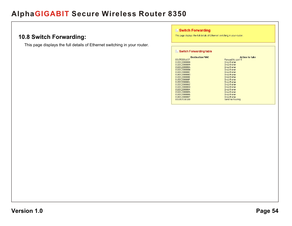 Alpha secure wireless router 8350 gigabit | AlphaShield Alpha Secure Wireless Router 8350 User Manual | Page 54 / 69