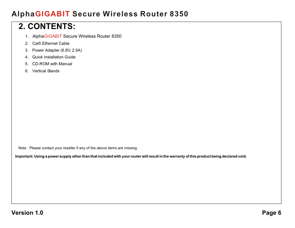 AlphaShield Alpha Secure Wireless Router 8350 User Manual | Page 6 / 69