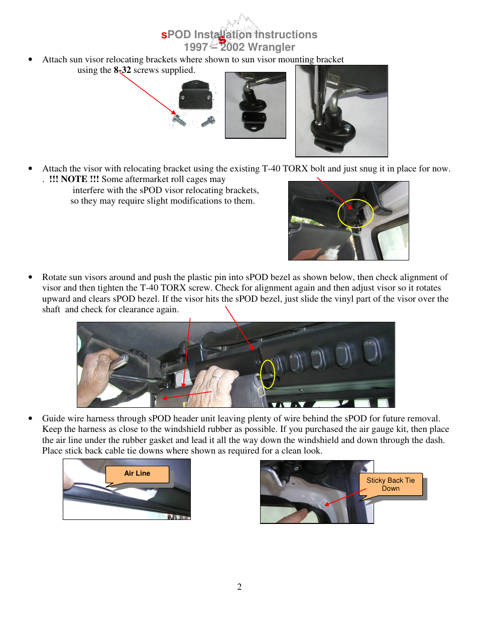 sPOD TJ 1997-2002 Instructions over battery User Manual | Page 2 / 4