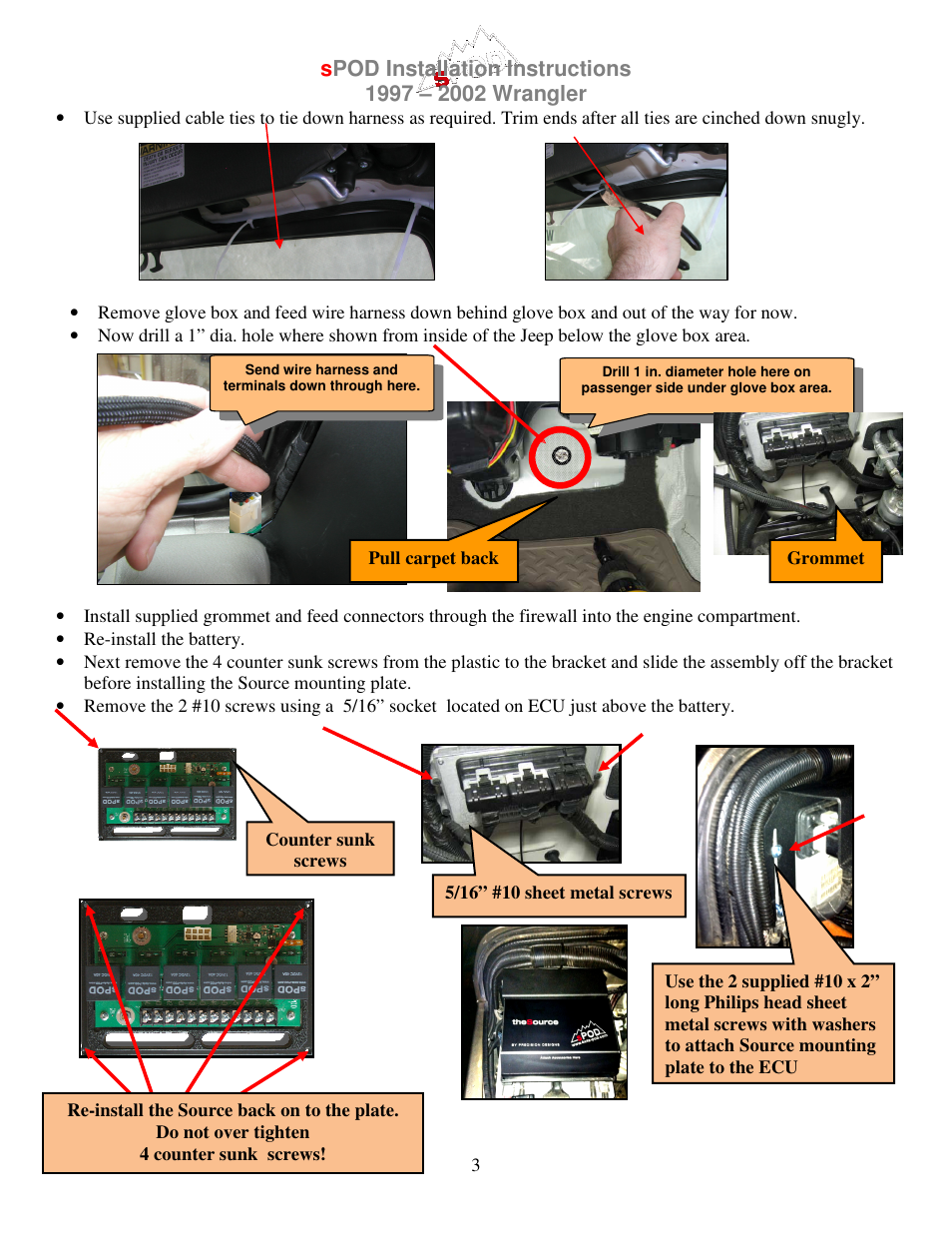 sPOD TJ 1997-2002 Instructions over battery User Manual | Page 3 / 4