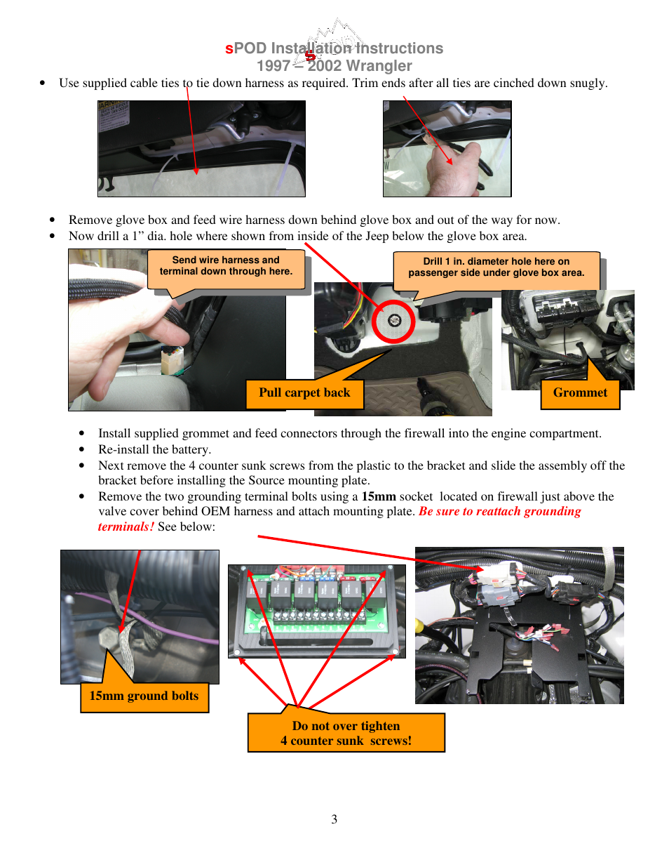 sPOD TJ 2003-2006 Instructions Center Bracket User Manual | Page 3 / 4