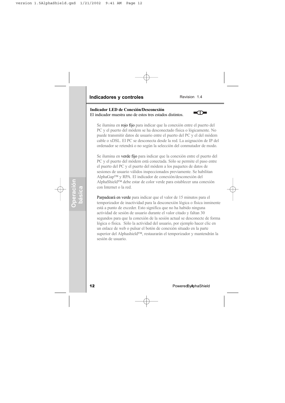 Ope raci ón bás ica | AlphaShield INTERNET PRIVACY PROTECTION User Manual | Page 13 / 49