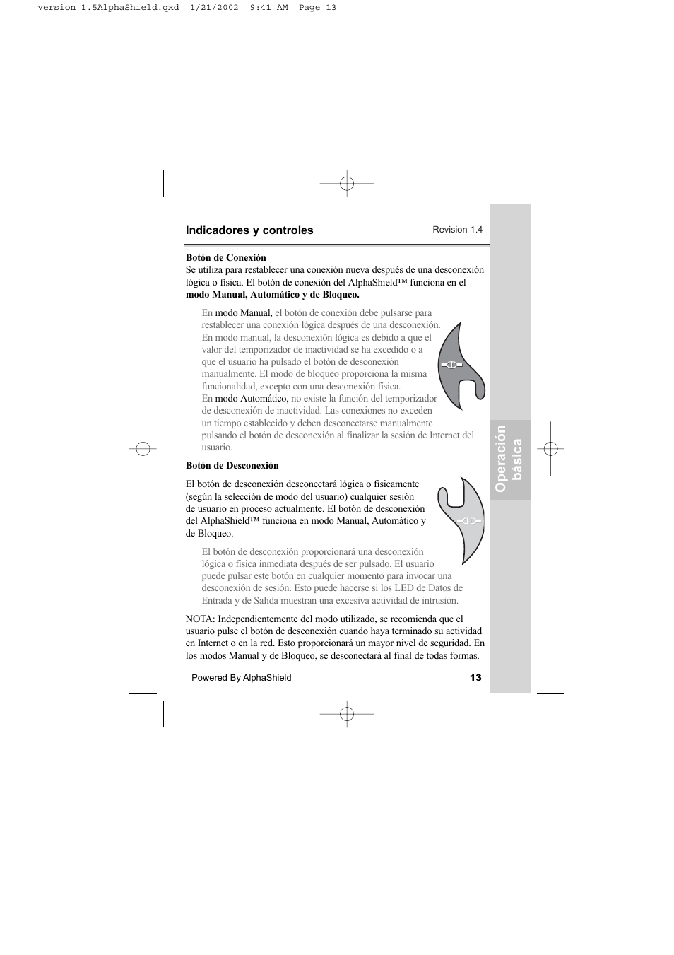 Oper ac ión bás ica | AlphaShield INTERNET PRIVACY PROTECTION User Manual | Page 14 / 49