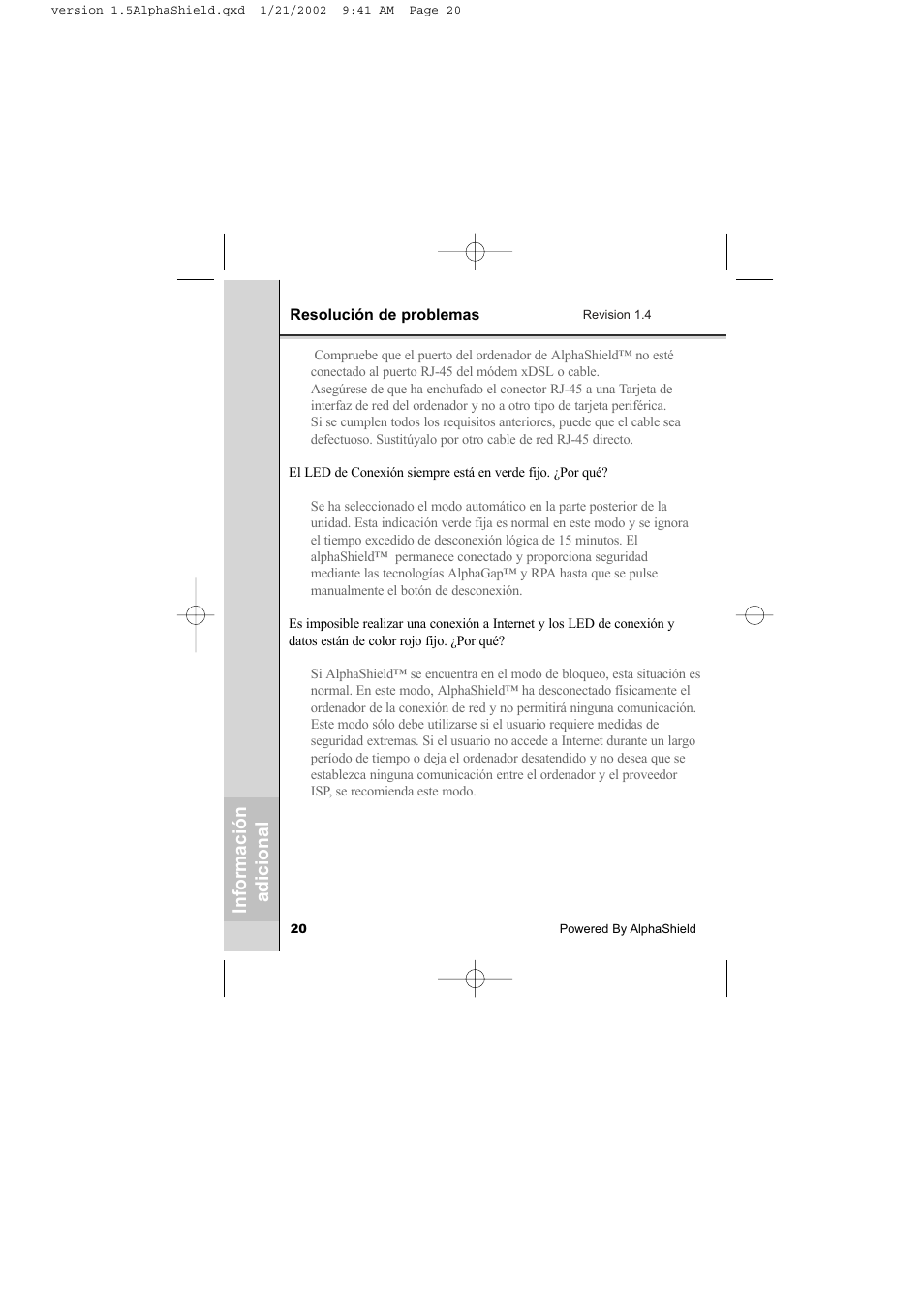 AlphaShield INTERNET PRIVACY PROTECTION User Manual | Page 21 / 49