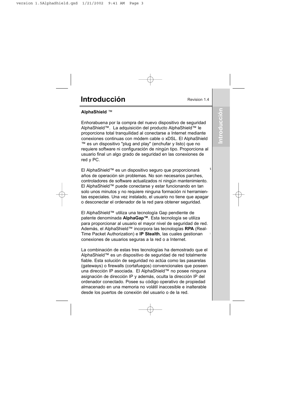 Introduction, Introducción | AlphaShield INTERNET PRIVACY PROTECTION User Manual | Page 4 / 49