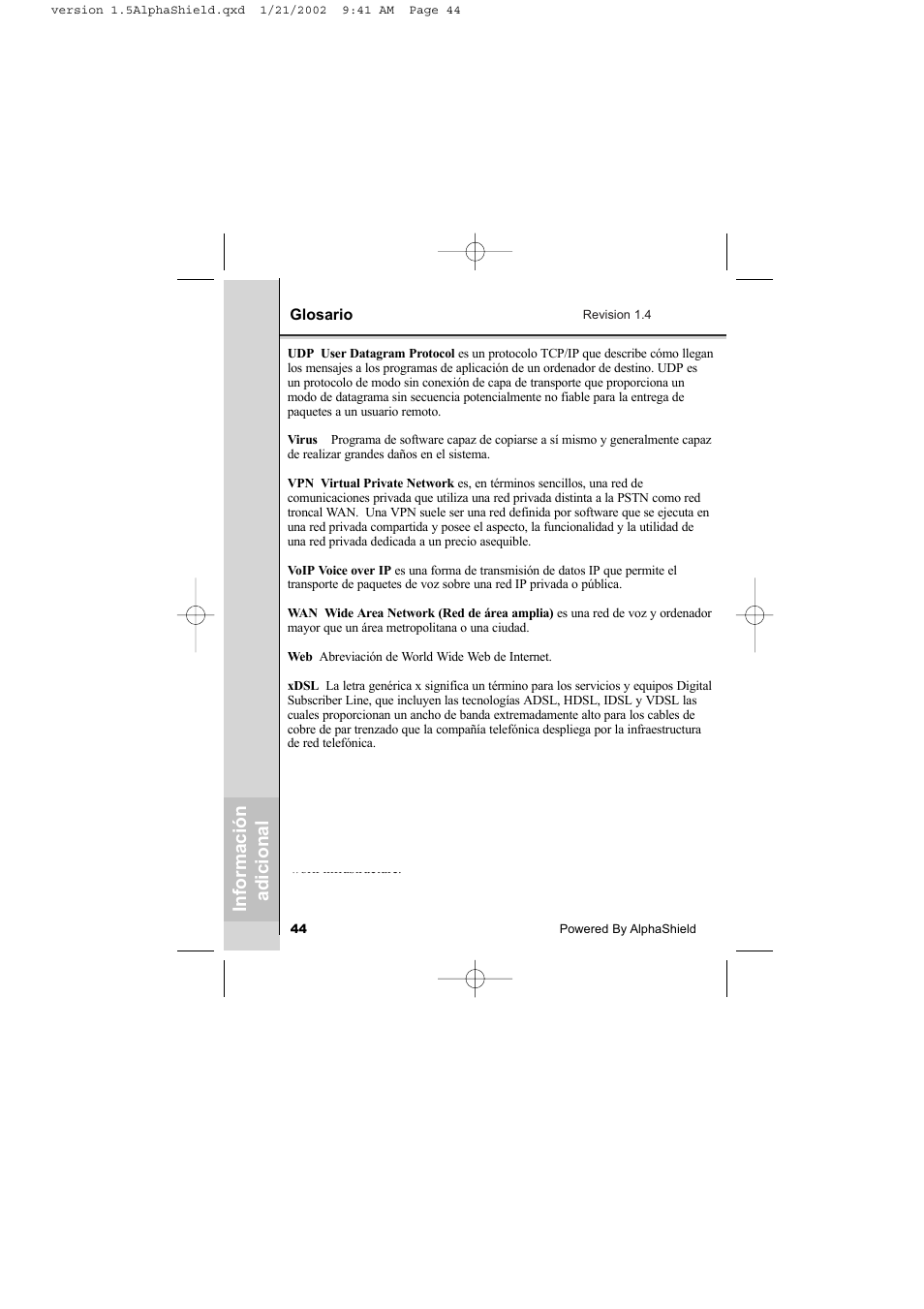 AlphaShield INTERNET PRIVACY PROTECTION User Manual | Page 45 / 49