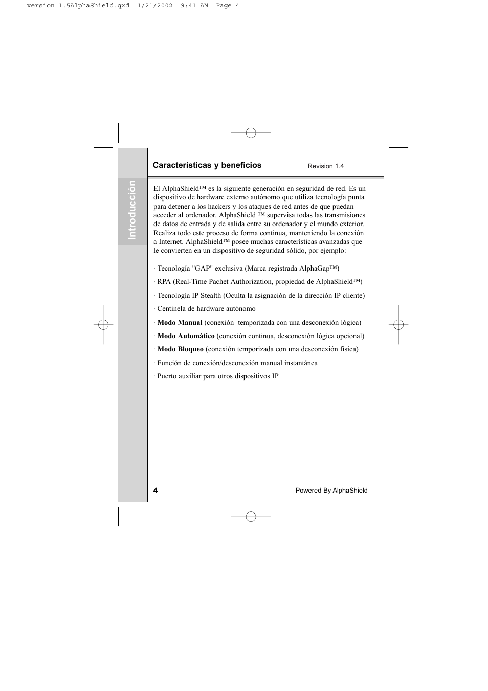 Introduc c ió n | AlphaShield INTERNET PRIVACY PROTECTION User Manual | Page 5 / 49