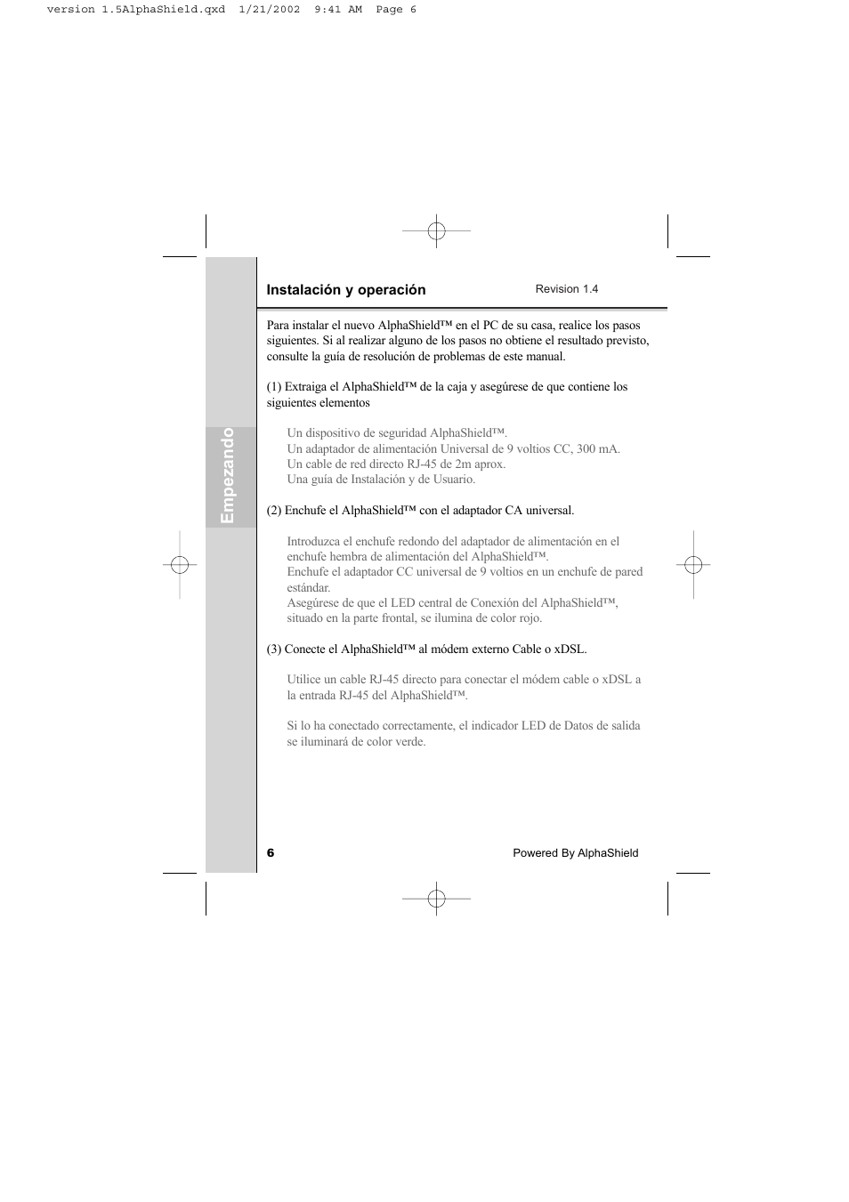 Em pe za ndo | AlphaShield INTERNET PRIVACY PROTECTION User Manual | Page 7 / 49