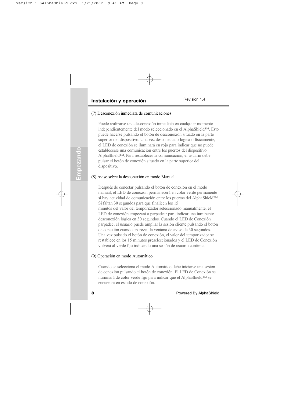 Emp ez ando | AlphaShield INTERNET PRIVACY PROTECTION User Manual | Page 9 / 49