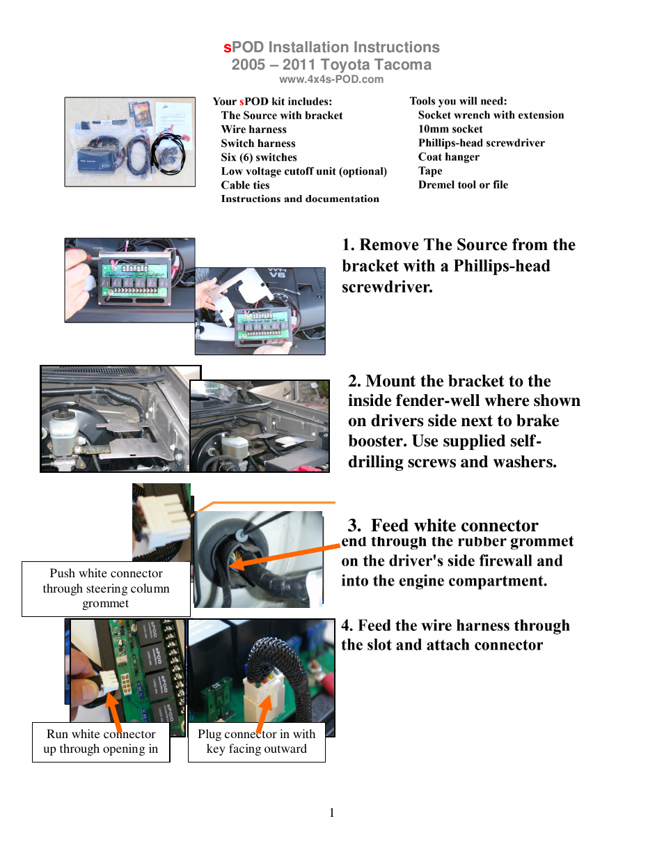 sPOD Toyota Tacoma 2005-2011 User Manual | 4 pages