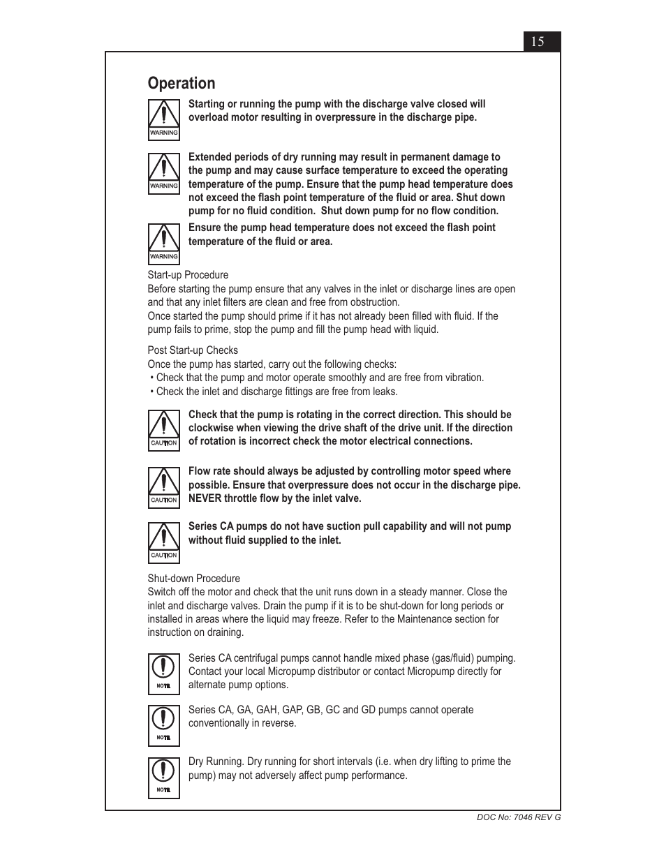 Operation | Micropump GN Series Installation, Operation and Warranty Information User Manual | Page 15 / 35