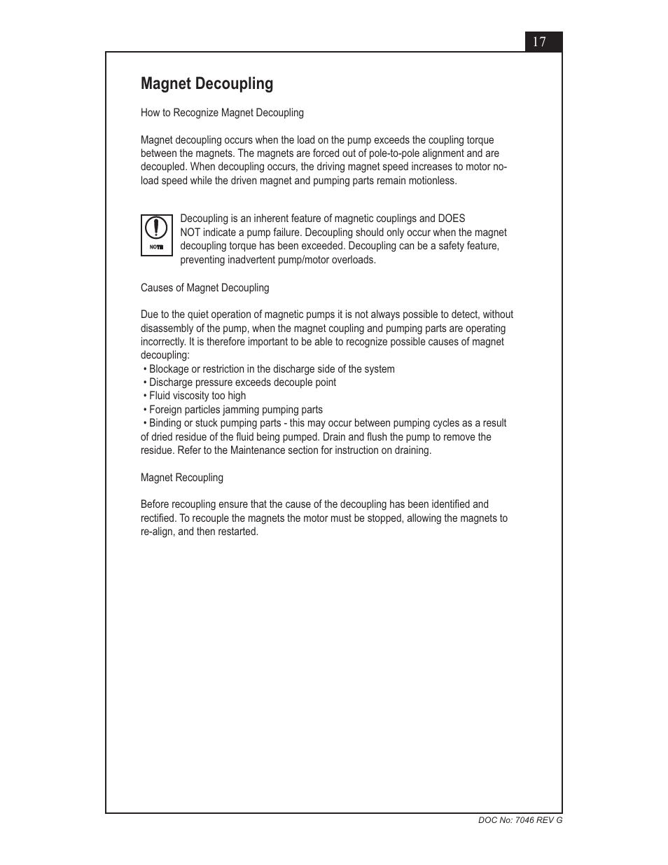 Magnet decoupling | Micropump GN Series Installation, Operation and Warranty Information User Manual | Page 17 / 35
