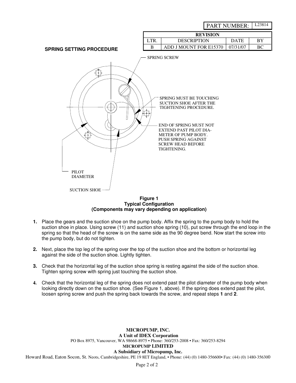 Micropump GA Series Service Instructions - M Mount (for I-Drive) User Manual | Page 2 / 2