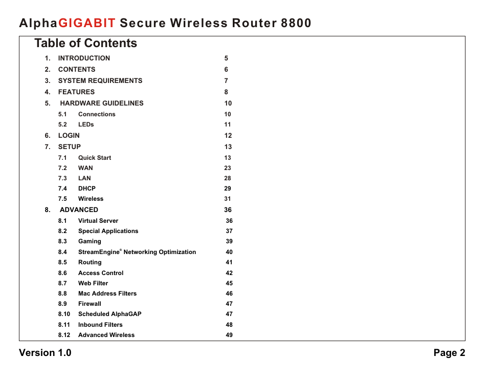 AlphaShield 8800 User Manual | Page 2 / 81