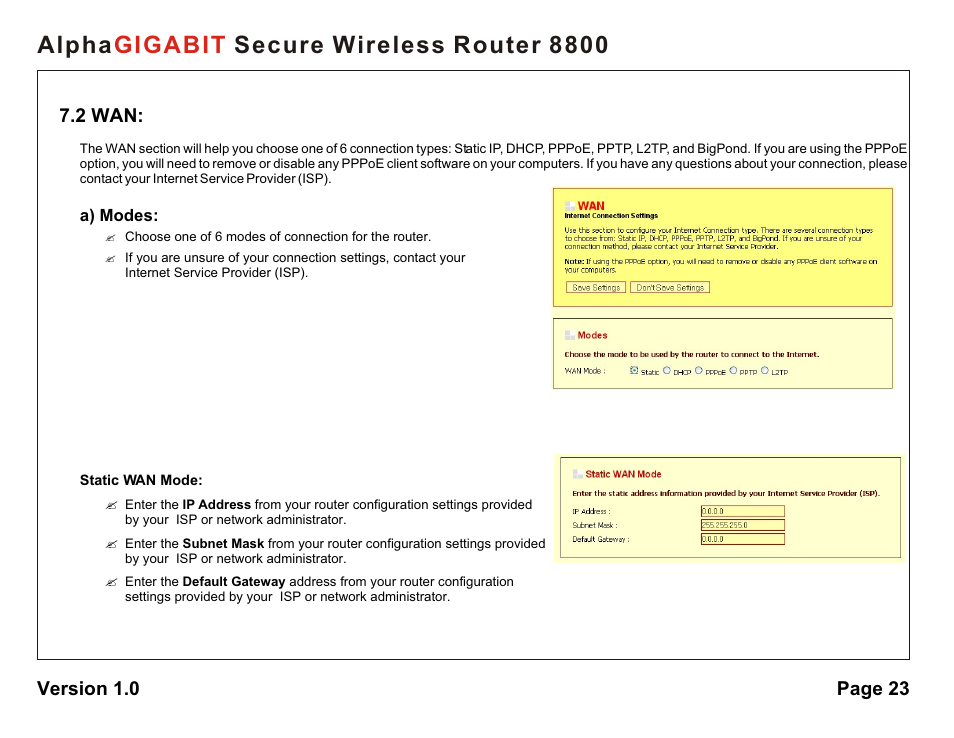 Alpha secure wireless router 8800 gigabit | AlphaShield 8800 User Manual | Page 23 / 81